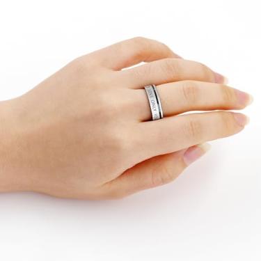 Imagem de Joias combinando, anel elegante de aço inoxidável para ele e para ela, aliança romântica para casamento ou aniversário YC6538, Aço inoxidável, Sem pedra preciosa