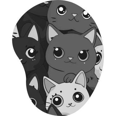 Imagem de Mouse Pad Ergonômico Gota Gatos Desenho Preto e Branco