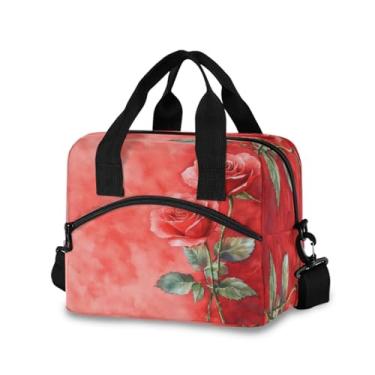 Imagem de Burbuja Lancheira térmica de rosas em aquarela para mulheres e homens, lancheira portátil com alça de ombro removível, lancheira para viagem, piquenique, escritório, trabalho