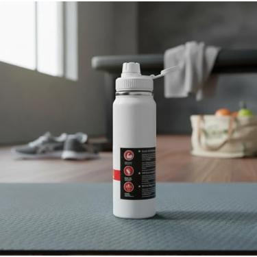 Imagem de Garrafa Térmica 800ml Aço Inox Antivazamento Isolada a Vácuo para Academia, Corrida, Esportes, Trabalho e Viagem | Mantém Bebidas Geladas ou Quentes | Resistente, Portátil, Reutilizável (Branca)