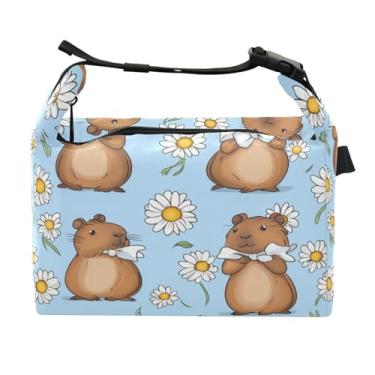 Imagem de STAYTOP Lancheira fofa capivara com fivela de alça, lancheira isolada para meninos e meninas, lancheira térmica para trabalho escolar