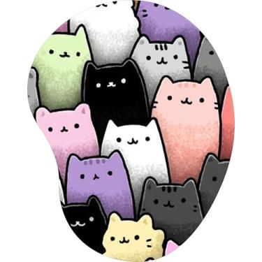 Imagem de Mouse Pad Ergonômico Gota Arte Gatos Coloridos Pastel