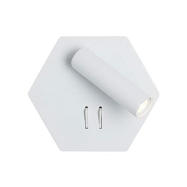 Imagem de Luminária de parede com interruptor, embutida na parede, nas cores branca e preta, ideal para leitura no quarto. A luz de LED ajustável é perfeita para cabeceiras de hotel e pode ser encontr
