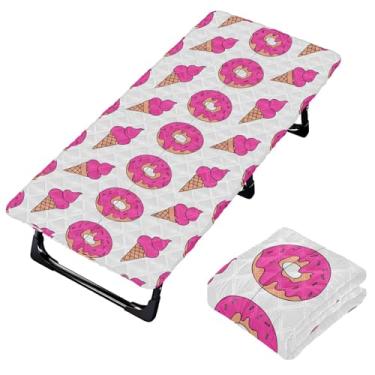 Imagem de Burbuja Lindo lençol de berço rosa donuts para crianças, lençol acolchoado portátil com elástico para meninas e meninos, lavável na máquina, 63,5 x 127 cm