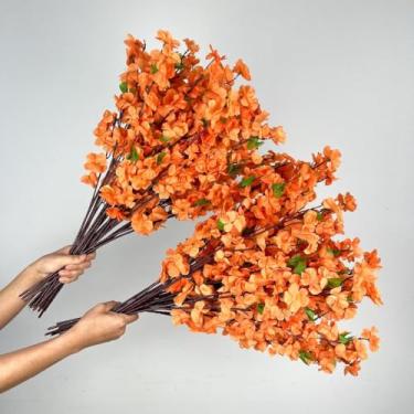 Imagem de Kit Buquês de Flores de Cerejeira e Pessegueiro Artificial 65CM Decoração Oriental Casa Festa Evento(20,Coral)