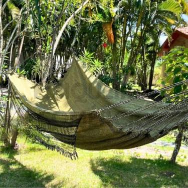 Imagem de Rede de Descanso Jeans Gigante Casal Decorativa Confortável para Dormir(Amarelo)