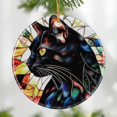 Imagem de Enfeite de gato preto, enfeite de Natal – decoração de árvore de Natal, decoração de férias, material de meias, ideia de presente festivo, presentes para amantes de gatos, amigos e família