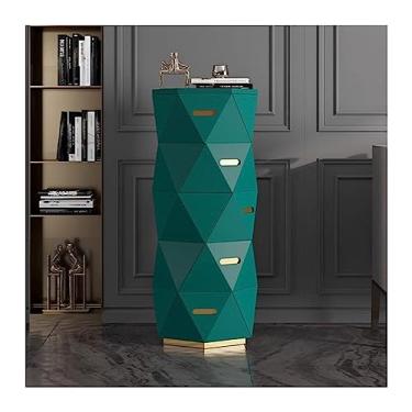 Imagem de Cômodas Cômoda luxuosa sala de estar cômoda decorativa quarto armário armazenamento madeira com várias gavetas para 5(Green)