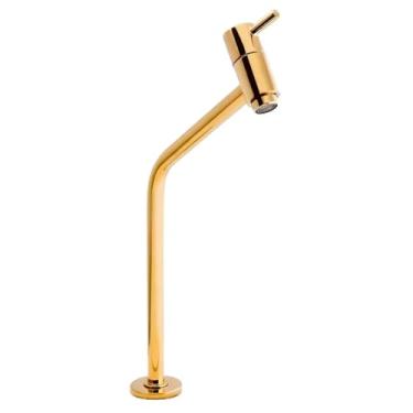Imagem de Torneira para Pia de Banheiro Slim Link, Dourada, Bica Alta, 1/4 Volta, Alto Padrão Great Home