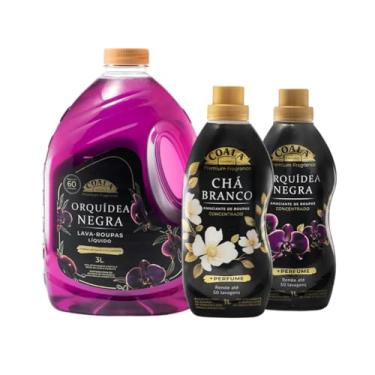 Imagem de Coala Kit Lava Roupas Orquídea Negra 3L com Amaciantes Chá Branco e Orquídea Negra 1L, Premium Fragrance, 3 Peças