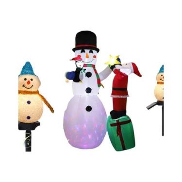 Imagem de Boneco De Neve Inflável De Natal De 1,8m Com Luzes LED Para Decoração 