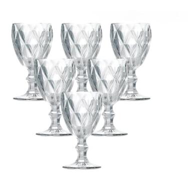 Imagem de Kit 2,4,6 Taças Diamante Vidro Transparente Resistente Gourmet Para Bebidas e Sobremesa 340ML(6 TAÇAS)