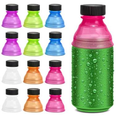 Imagem de slaixiu 12 peças de tampas de lata de refrigerante – Capas reutilizáveis para latas pop com design à prova de derramamento para cerveja, refrigerante e suco, preservação de carbonatação, cores