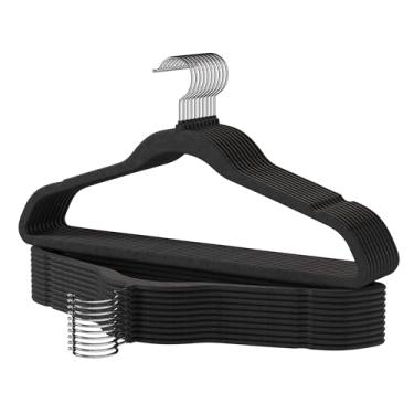 Imagem de Cabides de veludo premium, pacote com 60, cabide de feltro antiderrapante, resistente para casaco, cabides premium finos para guardar espaço para organizador de armário, gancho prateado giratório de