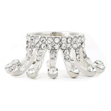 Imagem de Suporte de caneta Crown Design Nail Art com strass de liga para exibição de pincel de manicure, variante prata