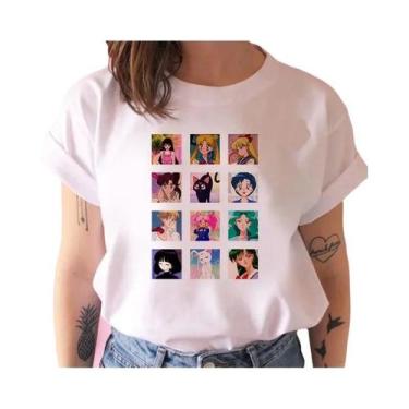 Imagem de Camiseta Feminina Estilo Harajuku Anos 90 Com Estampa De Gato Kawaii, 