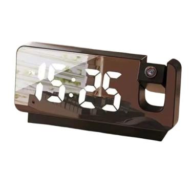 Imagem de Relógio de Projeção para Quarto Digital com Alarme Multifuncional Luz Noturna Dimmer Carregador USB no Teto Display LED Data e Temperatura Operação Si