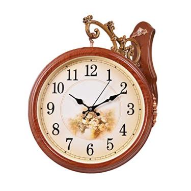 Imagem de Relógio de parede luxuoso clássico 360° Relógio de parede de quartzo silencioso relógio de parede dupla face sala de estar tempo decorativo (cor: A-2, Tamanho: 40cm) (B 3)