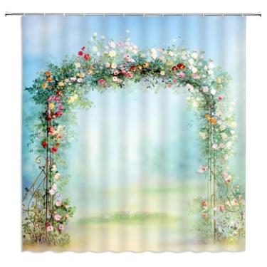 Imagem de Cortina de chuveiro de poliéster impressa em 3D à prova d'água para casa de banho, cortina de decoração de casa de sonho, jardim, flor, paisagem, cortinas de chuveiro 84 x 72 pol. -214 x 183 cm/L x A