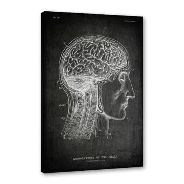 Imagem de Arte vintage de anatomia humana – Pintura em tela de educação médica, esqueleto humano, gaiola, cérebro, coração, anatomia, pôster para decoração de casa de clínica hospitalar (SKU12,8 x 30,5 cm = (20