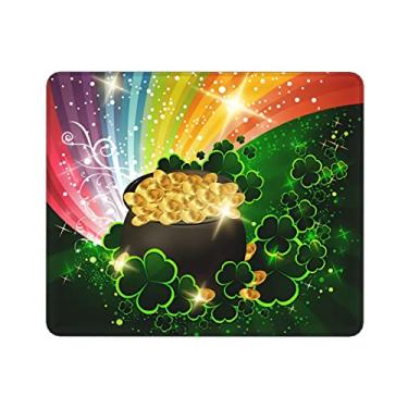 Imagem de Tapete de rato do Dia de São Patrício, tapete de rato Lucky Shamrock, tapete de rato para jogos, tapete de rato quadrado, base de borracha antiderrapante para computador portátil de escritório, 25 x