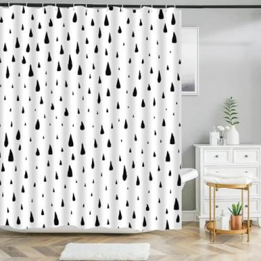 Imagem de Cortina de chuveiro impermeável com ganchos, estampa geométrica, cortinas de banho, tecido de poliéster, acessórios de banheiro 51 x 87 pol. - 130 x 220 cm x L x A cortina de chuveiro rústica