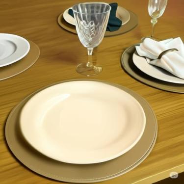 Imagem de Jogo Americano 6 peças Souplat Redondo Caramelo Dupla-Face Mesa De Jantar – Elegante e Prático para Sua Decoração (CAPUCCINO/PRETO,JOGO COM 10 PEÇAS)