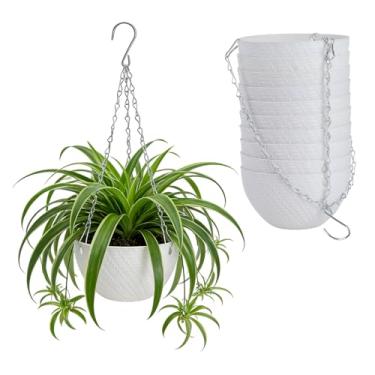 Imagem de AKAZA 10 vasos suspensos de 15 cm, mini vasos de suculentas com corrente para pendurar e plantas de interior, perfeitos para varanda, pátio, jardim.