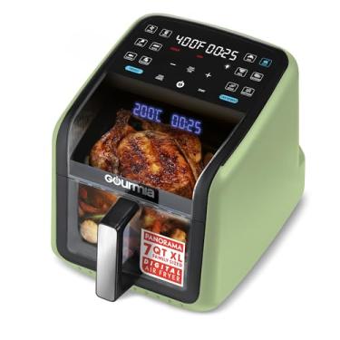 Imagem de Gourmia Fritadeira a ar de 7 litros – Janela panorâmica fácil de ver e luz interna, cozinha guiada com 12 predefinições de um toque, FryForce 360, acessórios para lava-louças