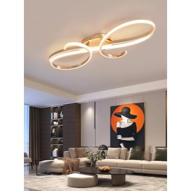 Imagem de Luminária de teto LED criativa e regulável para sala de estar com controle remoto. Luminária de teto LED de baixo consumo para ambientes internos, ideal para quarto, quarto infantil e sala d