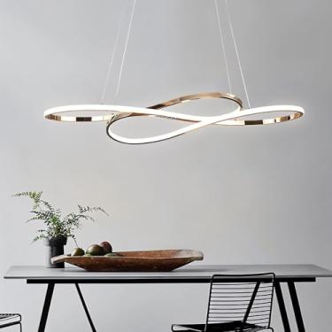Imagem de Luminária pendente moderna para ilha de cozinha, com intensidade de luz ajustável de 10% a 100%, controle remoto, altura regulável, estilo linear, ideal para mesa de jantar, bar e escritório