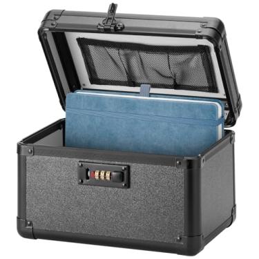 Imagem de LOCKCURX SAFELock Box – Caixa de segurança com fecho, estojo de armazenamento com trava para itens pessoais e medicamentos, cofre com trava à prova de crianças para casa/escritório/escola, 26 x 17 cm