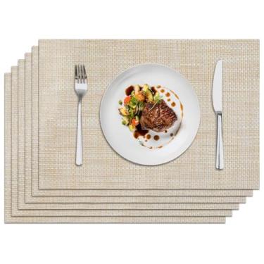 Imagem de Privalace Jogo americano de PVC 45,7 x 30,5 cm, conjunto de 6 mesas de jantar resistentes ao calor, antiderrapante, lavável, antiderrapante, durável, tapetes para refeições diárias, jantares em