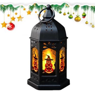 Imagem de Lanternas de Halloween ao ar livre, decoração de lanterna de Halloween - Lanternas Decorativas Luzes Elétricas LED | Decoração de lanterna vintage com luz de vela portátil para Halloween, casamento e