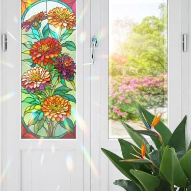 Imagem de Película de vitral Zinnia para vitrais, película decorativa de vitral Zinnia, película de vitral Zinnia para banheiro, chuveiro, porta, calor, antiUV