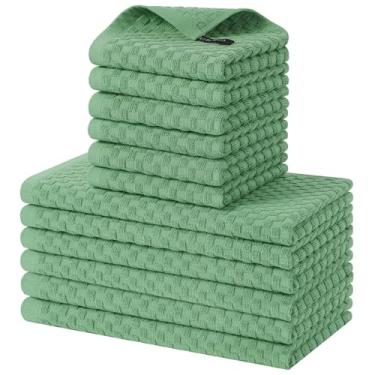 Imagem de Homaxy Conjunto de toalhas de cozinha e panos de prato 100% algodão, 30 x 30 x 63 cm, conjunto de 12 panos de prato felpudos a granel, toalha de mão super macia e absorvente com laço para pendurar