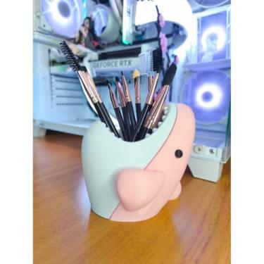 Imagem de Organizador 3D Criativo Estilo Tubarão - Porta-Lápis, Caneta e Pincel para Mesa de Escritório e Home Office, Design Único (ROSA)