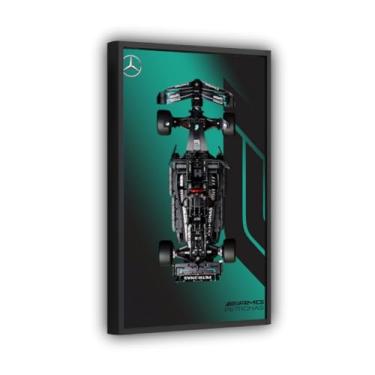 Imagem de Quadro Expositor para Carro F1 Mercedes AMG, Tamanho 50x80cm, Impressão UV no Acrílico, Incluso 2 Ganchos, Moldura Preta (Tipo D)