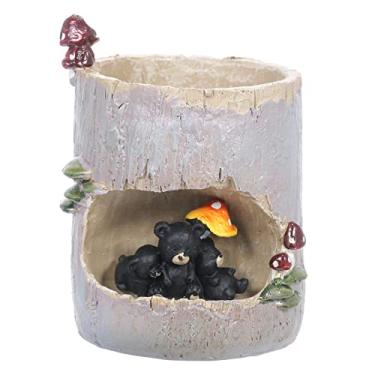 Imagem de Generic Vaso de flores suculentas com desenho animado de toco de árvore, estilo pastoral, vaso de resina, jardim, micro paisagem, vaso de planta, vaso de escritório, enfeite decorativo para presente