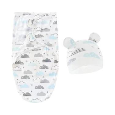 Imagem de Conjunto De Cobertor E Chapéu De Algodão Para Bebê Recém-Nascido Com E