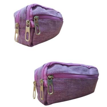 Imagem de Estojo Escolar Masculino Feminino Grande 3 Ziperes Triplo Cores:Lilas 