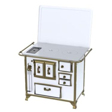 Imagem de Fogão a Lenha N 2 Renaissance Chapa de Aluminio Branco Cald Saida Esquerda