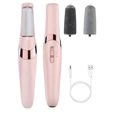 Imagem de Lixador de Pé Elétrico Portátil, Removedor de Calos Recarregável USB com 2 Lixas e Luz LED, Aparelho de Pedicure Profissional Caseiro - Rosa
