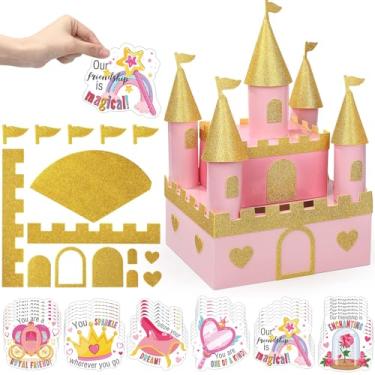 Imagem de Pasimy Valentines DIY Mailbox for Kids with 33 Greeting Cards Valentine's Day Card Box for School Classroom Boys Girls Gifts Exchange, Kids Gift to Party Favor Sets(Princess)