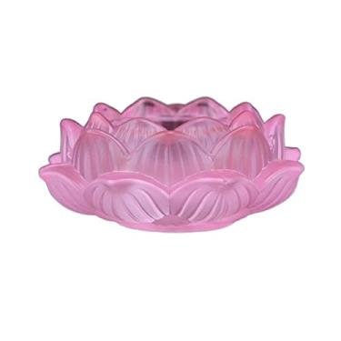 Imagem de Castiçal clássico colorido esmaltado castiçal lindo castiçal de lótus decorações de mesa suporte de castiçal (rosa)