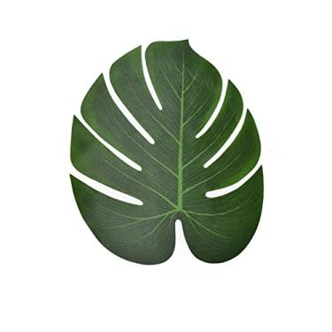 Imagem de NevStp 5/10 peças de folha de cauda dispersa artificial dourada verde planta de seda falsa para festa de aniversário de casamento, decoração de casa, folhas de palmeira, C03, 12 peças, 35 cm