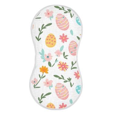 Imagem de xigua Conjunto de 1 panos coloridos para arrotar ovos de Páscoa de musselina, panos de arroto super macios e absorventes, roupas de arroto de algodão, presente de chá para recém-nascidos, bebês