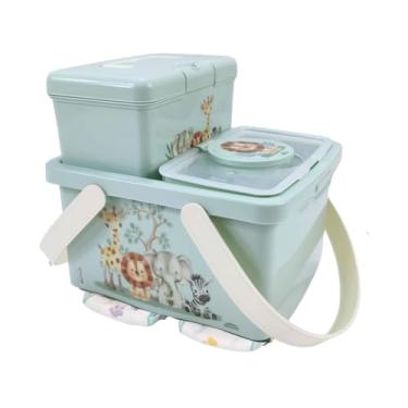 Imagem de Kit Organizador Bebê 3 Peças Plasútil Porta Fraldas E Lenços (Safari)
