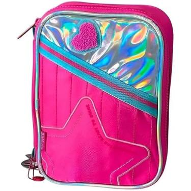 Imagem de Estojo Escolar Estilo Box Holográfico Rosa Juvenil com Zíper – Organização para Lápis e Canetas