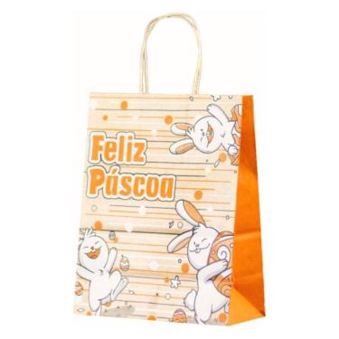 Imagem de Kit 10 Sacola Kraft Para Ovos De Páscoa Bunny G 23,5X17X28Cm